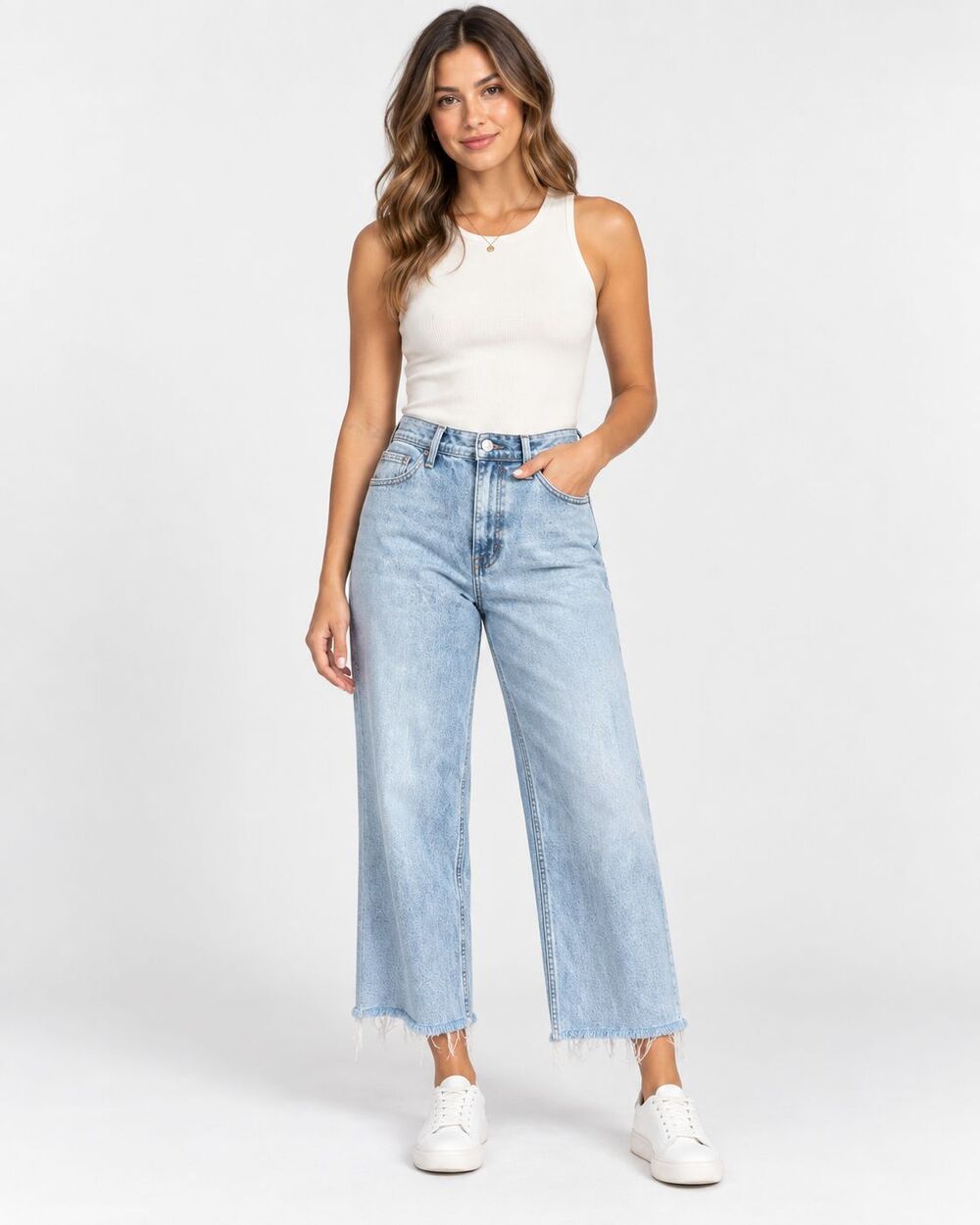 Pistola Size 28 Light Wash High Rise Crop Jeans Raw Frayed Hem Stretch Denim